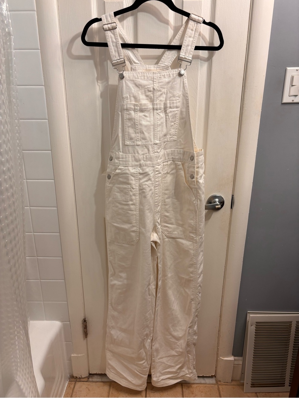 Alex Mill Lili Overalls in White Denim